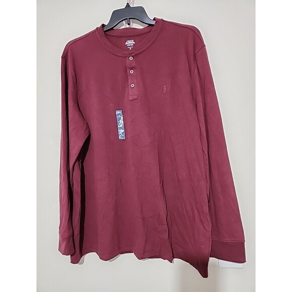 Izod Long Sleeve shirt XL color Burgundy Relaxed Classic.  New - Picture 2 of 7